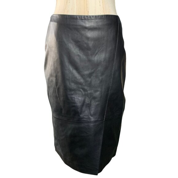 Hugo Boss Dresses & Skirts - Hugo Boss Black Lambskin Leather Pencil Skirt Womens Size 4